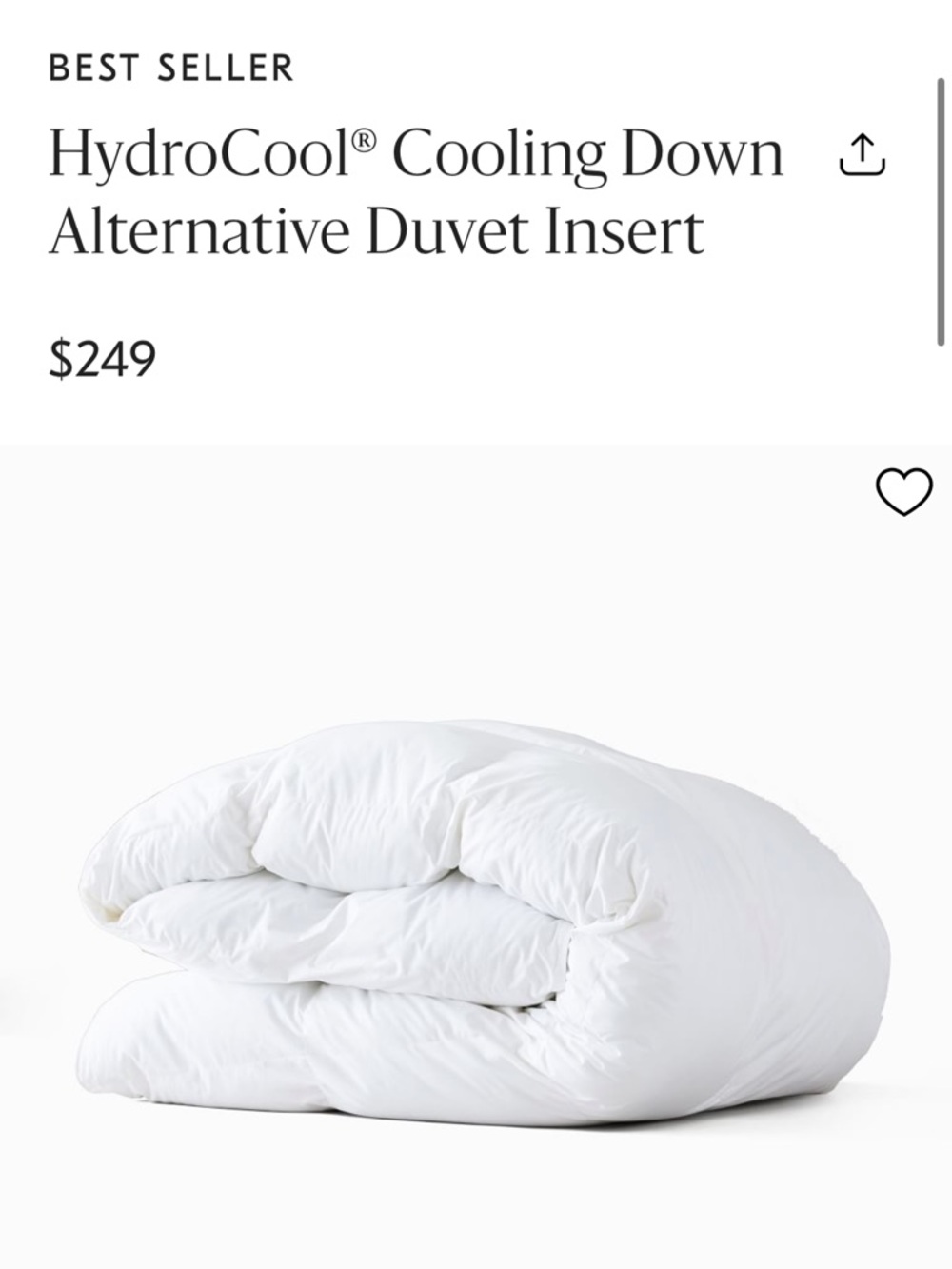 West Elm White HydroCool Cooling Down Alternative Duvet Insert BARELY USED